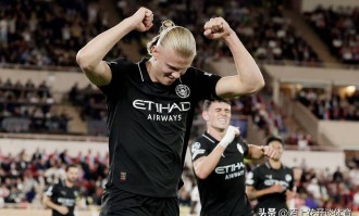 哈兰德梅开二度，一战造2大神迹！摩纳哥点球绝平，主场2-2曼城